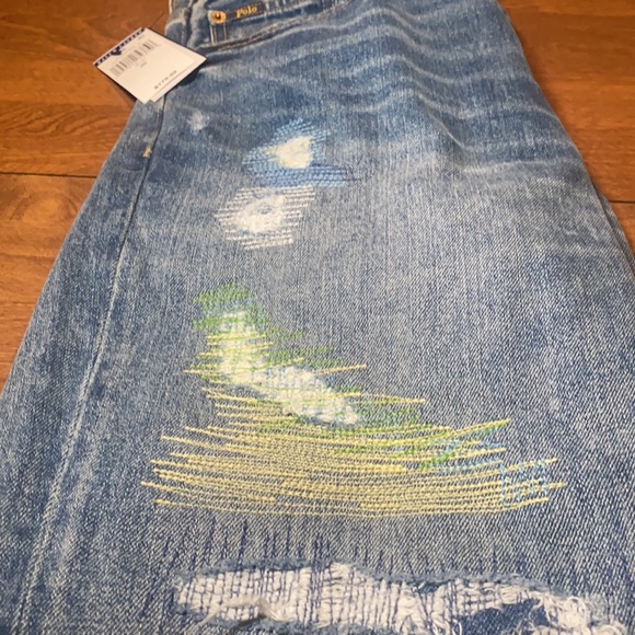 🆕Polo Ralph Lauren🏇Size 31 Avery Boyfriend distressed Multicolored Stitch Jean - Picture 6 of 13